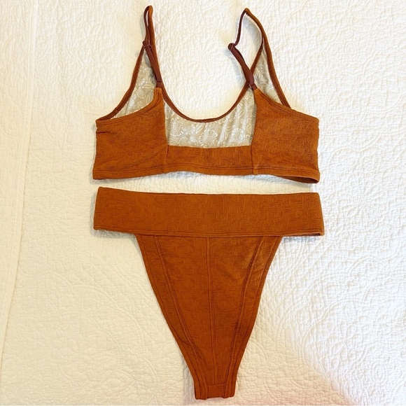 NEW SET Free People Farrah Dylan Bikini Two Piece Swimsuit Honey Ginger Medium - Picture 7 of 8
